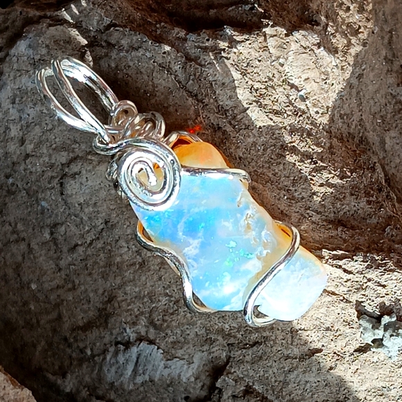 Australian Opal Pendant Lightning Ridge Sterling Silver Double Sided - Picture 3 of 14